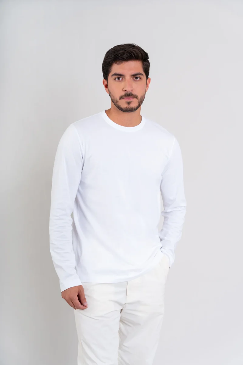 Polo manga Larga blanco unisex