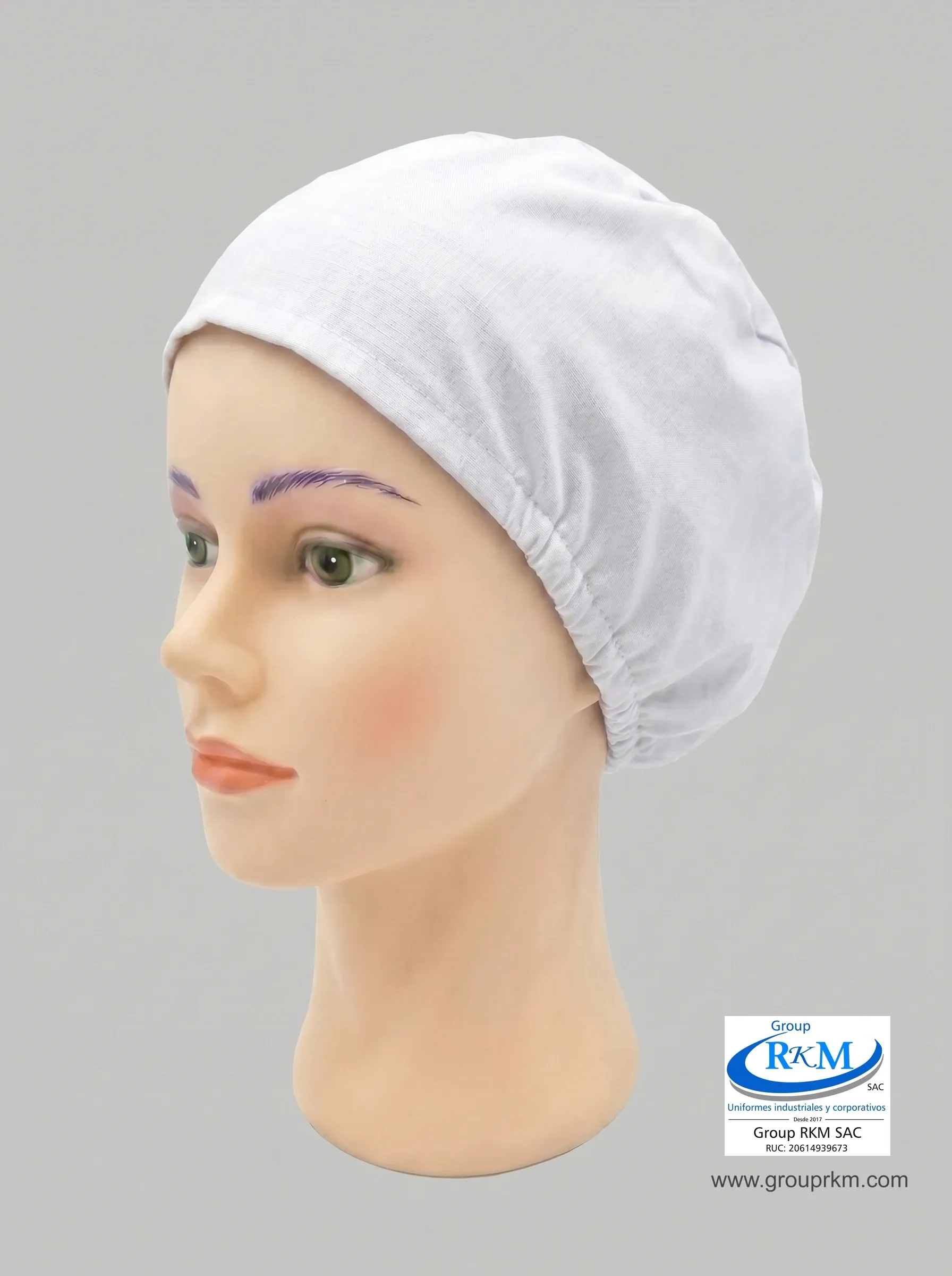 Cofia de Tela Pima Semi circular Quirurgico Blanco