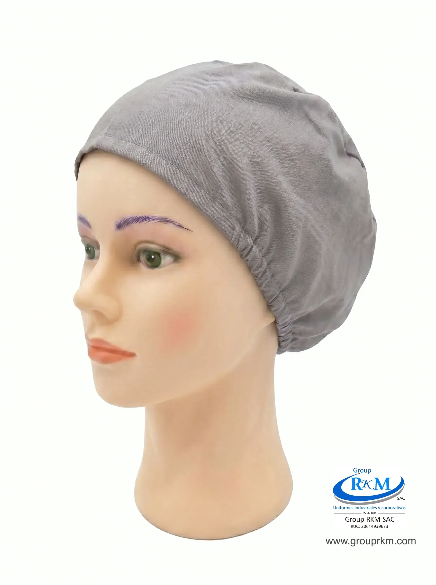 Cofia de Tela Pima Semi circular Quirurgico Gris claro