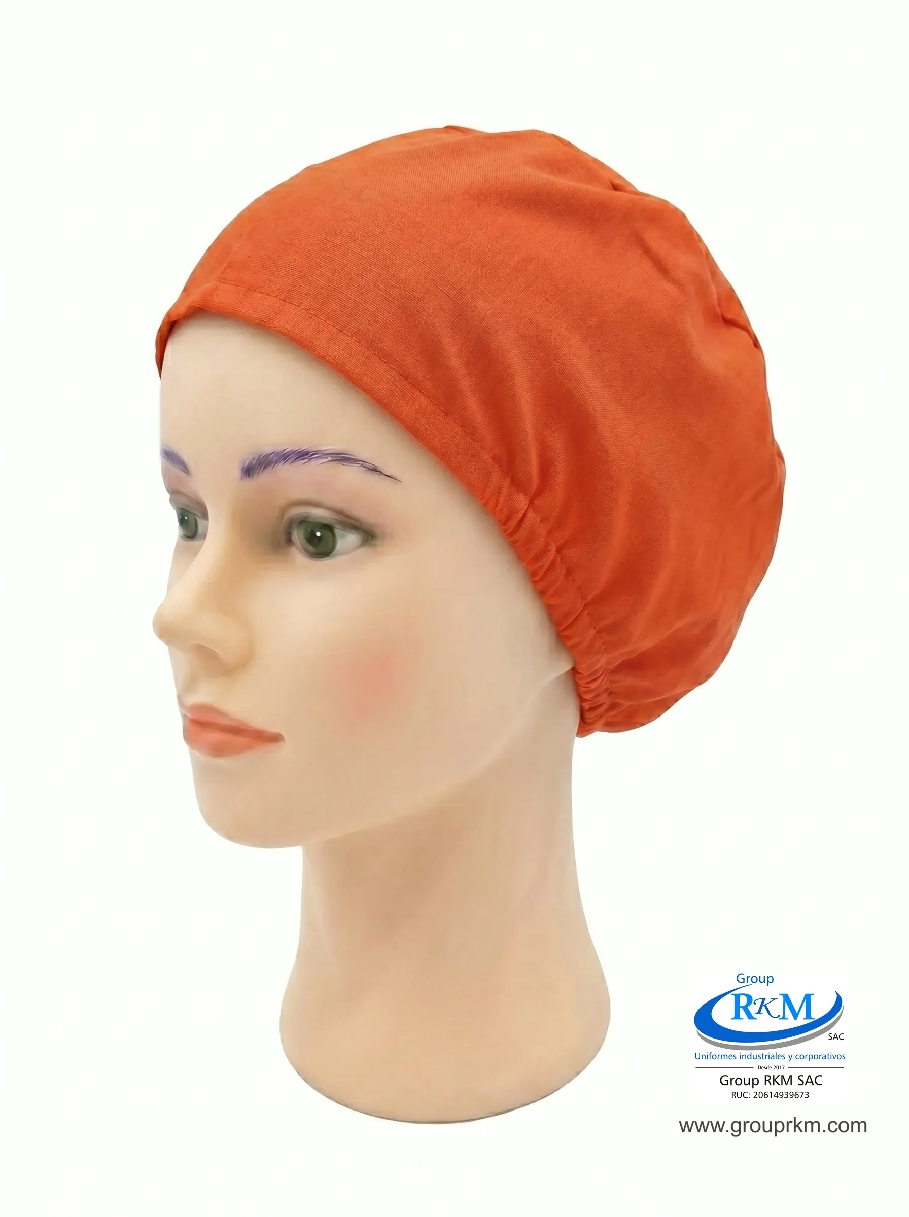 Cofia de Tela Pima Semi circular Quirurgico Naranja