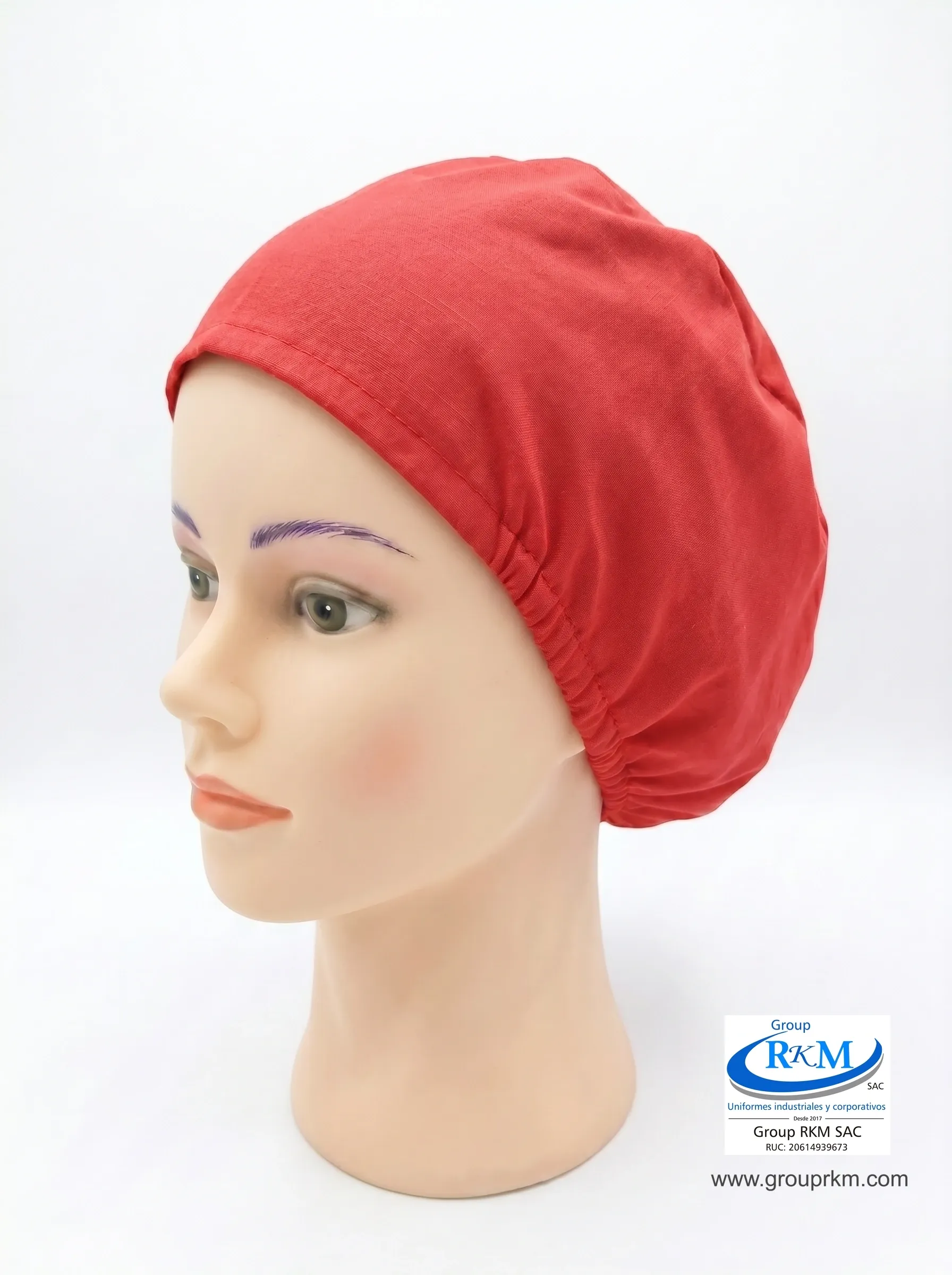 Cofia de Tela Pima Semi circular Quirurgico Rojo