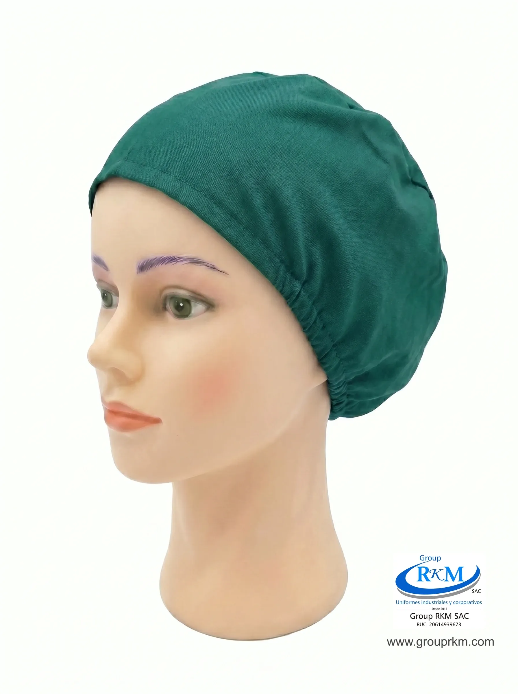 Cofia de Tela Pima Semi circular Quirurgico Verde Clinico