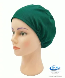 Cofia de Tela Pima Semi circular Quirurgico Verde Esmeralda