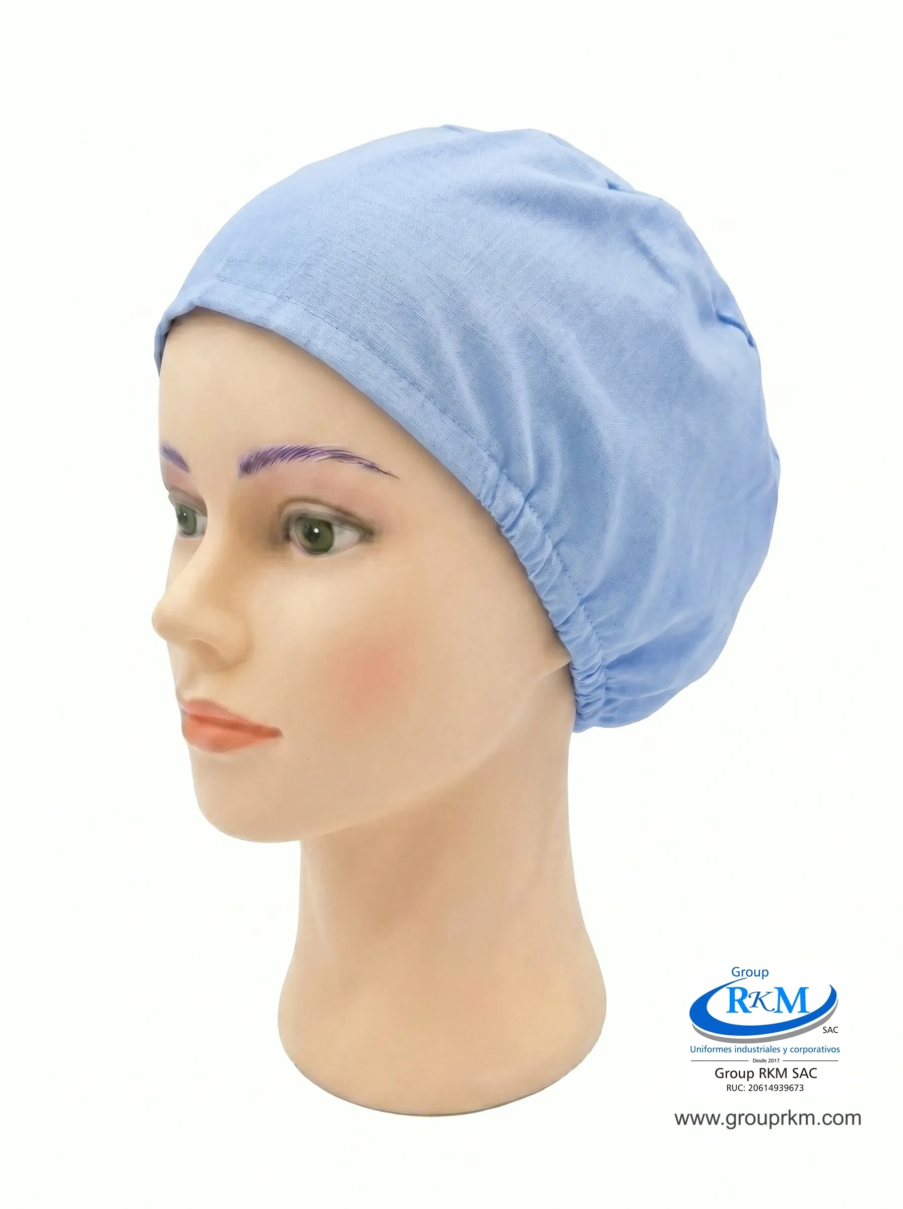 Cofia de Tela Pima Semi circular Quirurgico celeste Claro