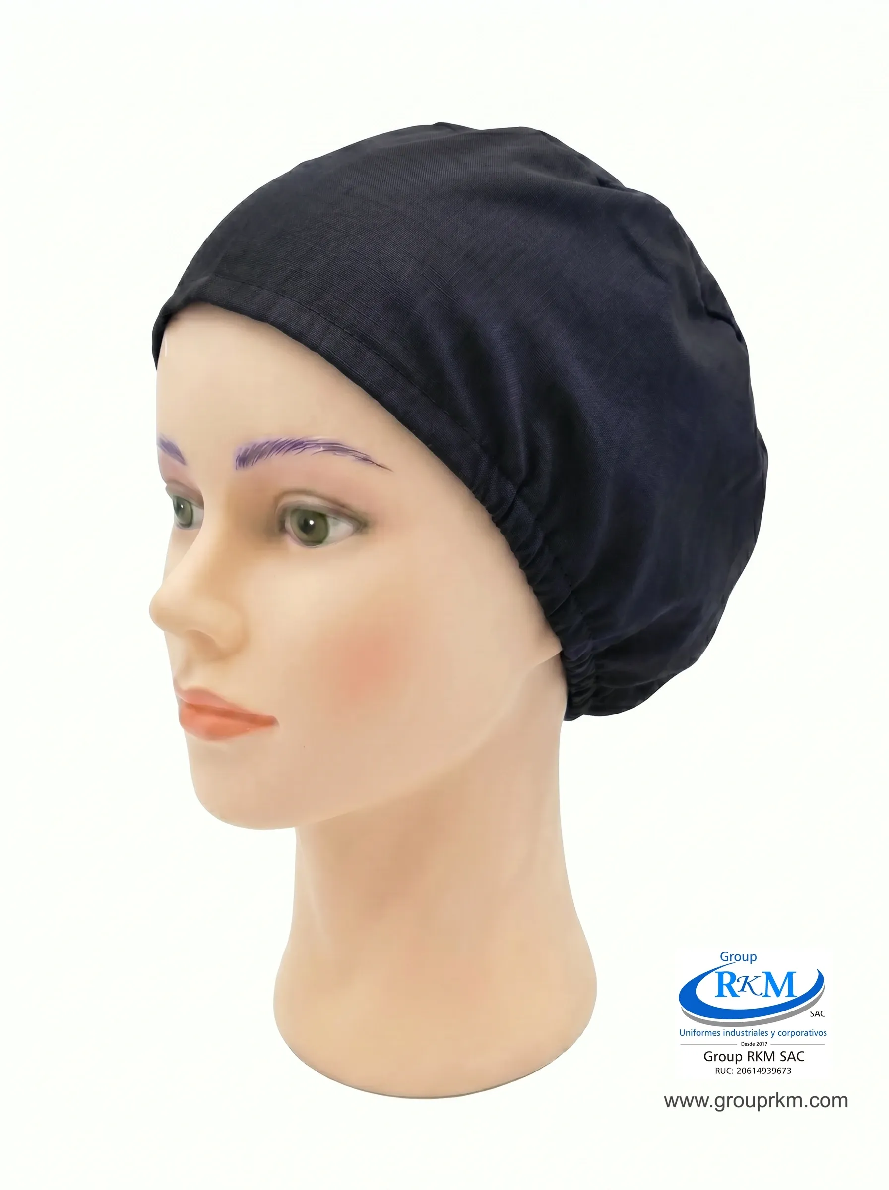 Cofia de Tela Pima Semi circular Quirurgico negro