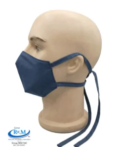 Mascarilla de Tela Anatomica con Amarres Azul Acero