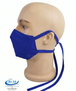 Mascarilla de Tela Anatomica con Amarres Azulino