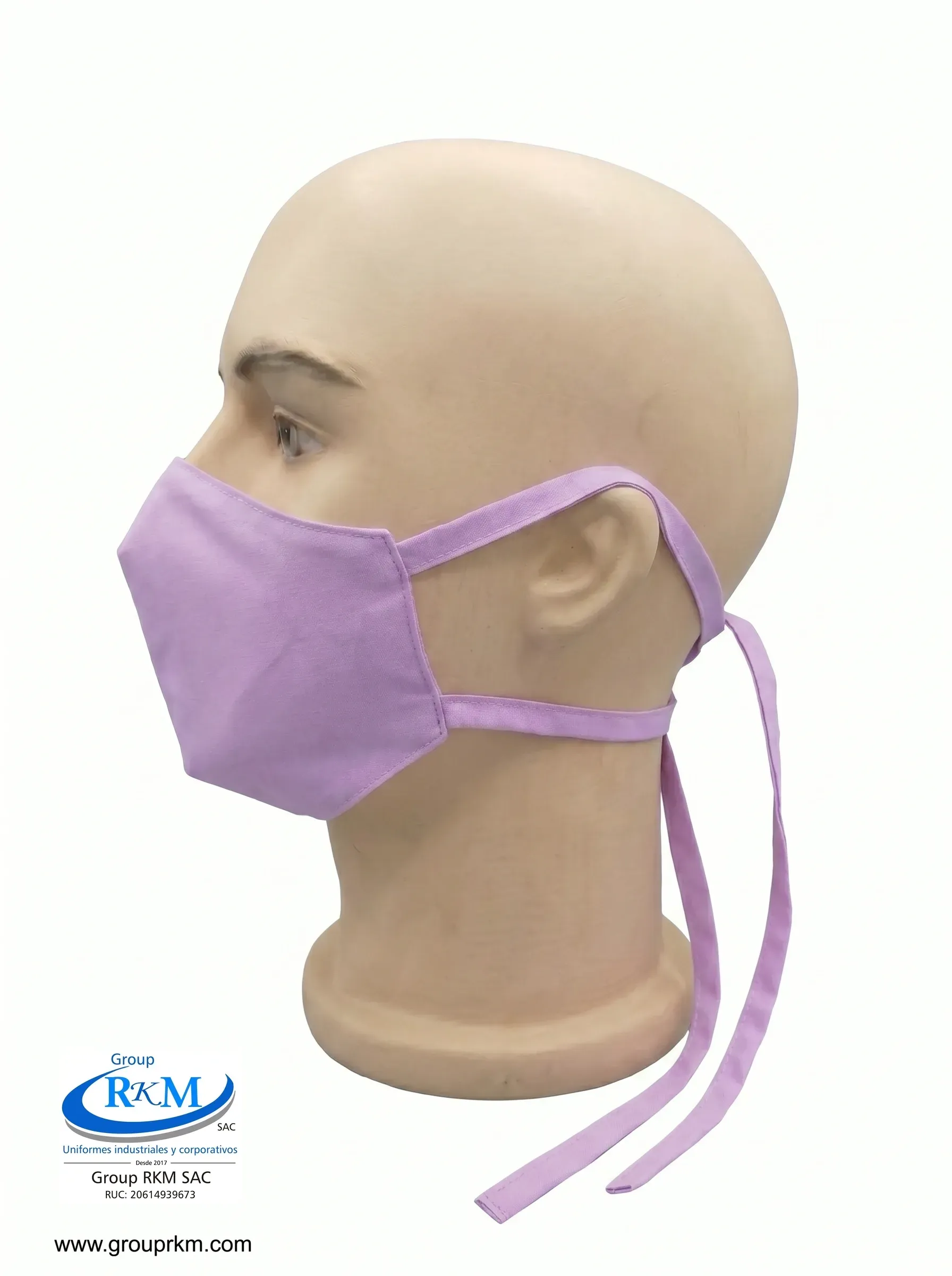 Mascarilla de Tela Anatomica con Amarres Lila