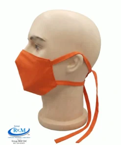 Mascarilla de Tela Anatomica con Amarres Naranja
