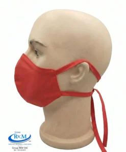 Mascarilla de Tela Anatomica con Amarres Rojo
