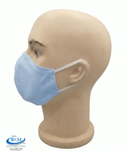 Mascarilla de tela Anatomica Con Ligas Celeste