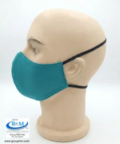 Mascarilla de tela Con Elastico para atras Negro Verde Clinico