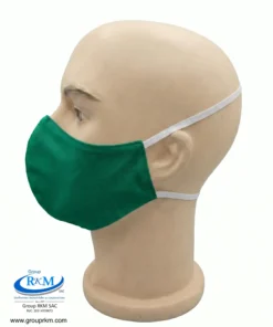 Mascarilla de tela Con Elastico para atras Negro Verde Esmeralda