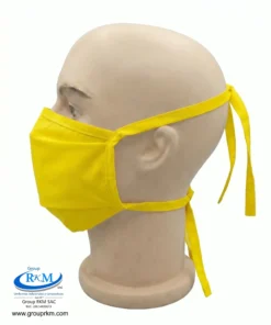 Mascarilla de tela plana con amarres Amarillo