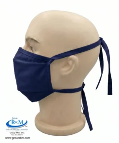 Mascarilla de tela plana con amarres Azul Marino