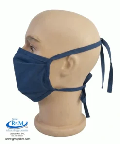 Mascarilla de tela plana con amarres Azul acero