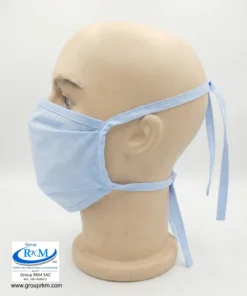 Mascarilla de tela plana con amarres Celeste Claro