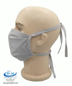 Mascarilla de tela plana con amarres Gris Claro