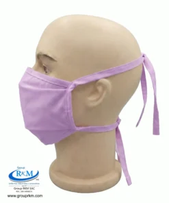 Mascarilla de tela plana con amarres Lila