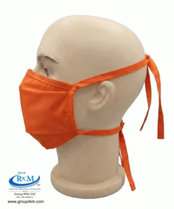 Mascarilla de tela plana con amarres Naranja