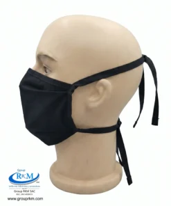 Mascarilla de tela plana con amarres Negro