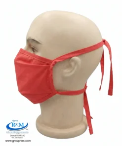 Mascarilla de tela plana con amarres Rojo