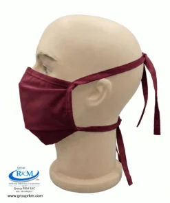 Mascarilla de tela plana con amarres Rojo Guinda