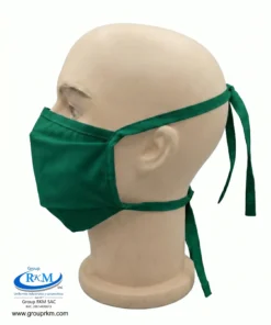 Mascarilla de tela plana con amarres Verde Esmeralda