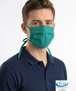 Mascarilla de tela plana con amarres en DRIL 1