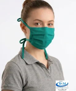 Mascarilla de tela plana con amarres en DRIL 2