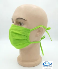 Mascarilla de tela plana con amarres en DRIL fosforescente