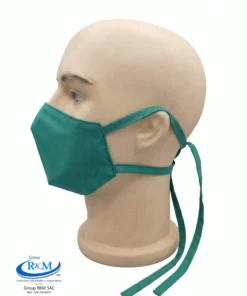 Mascarilla de Tela Anatomica con Amarres Verde clinico