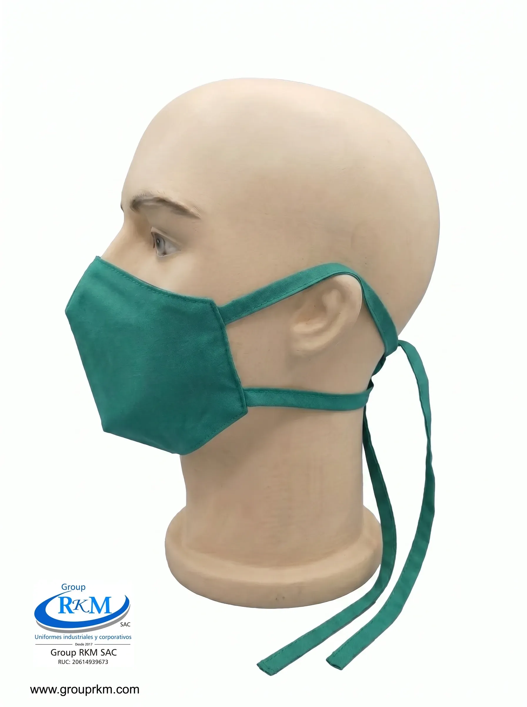 Mascarilla de Tela Anatomica con Amarres Verde clinico
