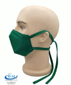 Mascarilla de Tela Anatomica con Amarres Verde Esmeralda
